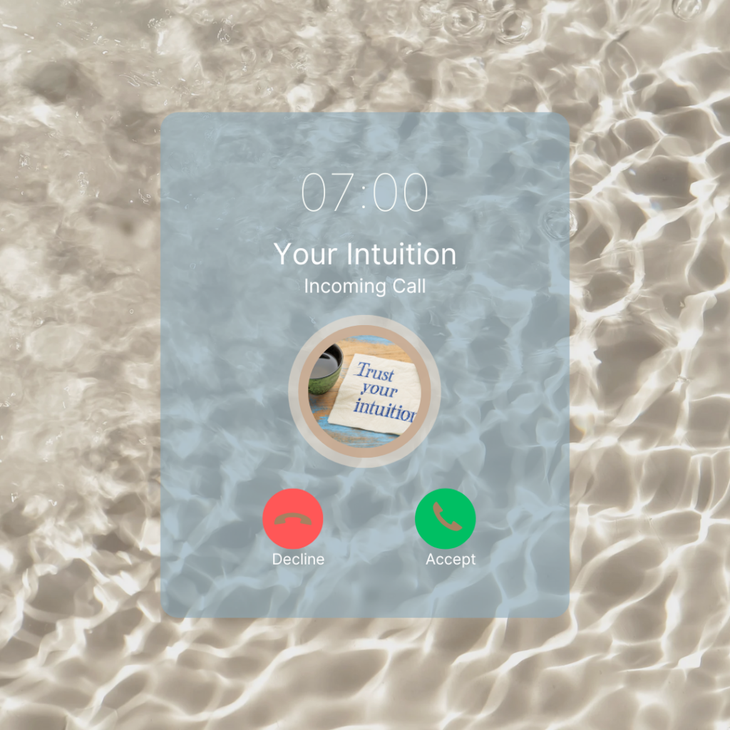 A mobile phone screen with the caller id as your intuition calling with the red decline and green accept call buttons to choose!